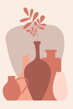 Plant in vase pattern background, Boho minimalist vase illustration for  design nursery wall decor, t shirt print, shop flyer, contemporary poster etc vector