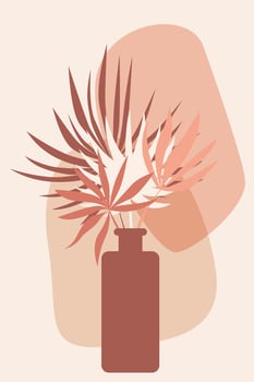 Plant in vase pattern background, Boho minimalist vase illustration for  design nursery wall decor, t shirt print, shop flyer, contemporary poster etc vector