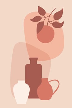 Plant in vase pattern background, Boho minimalist vase illustration for  design nursery wall decor, t shirt print, shop flyer, contemporary poster etc vector