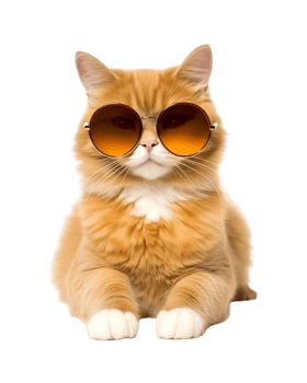 cat sitting relaxed wearing glasses looking cool isolated on a transparent background png