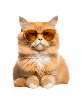 cat sitting relaxed wearing glasses looking cool isolated on a transparent background png
