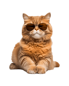 cat sitting relaxed wearing glasses looking cool isolated on a transparent background png