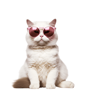 cat sitting relaxed wearing glasses looking cool isolated on a transparent background png
