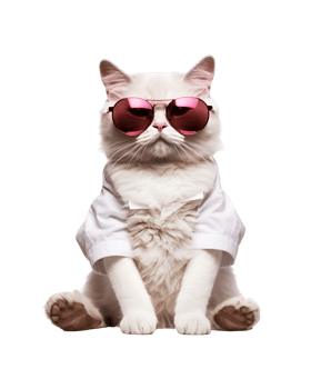 cat sitting relaxed wearing glasses looking cool isolated on a transparent background png
