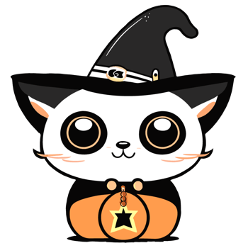 Cute cat sitting in a Halloween pumpkin png