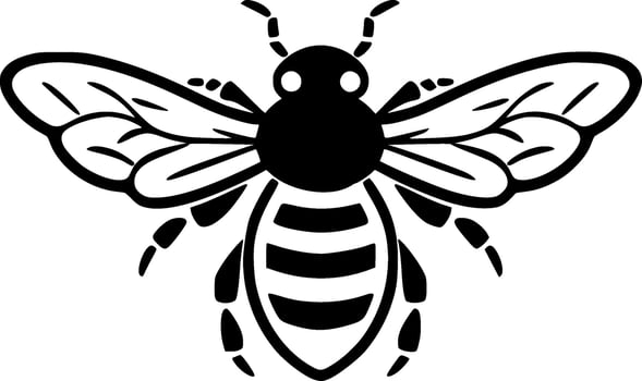 Bee, Black and White Vector illustration