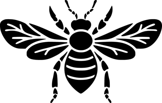 Bee, Black and White Vector illustration