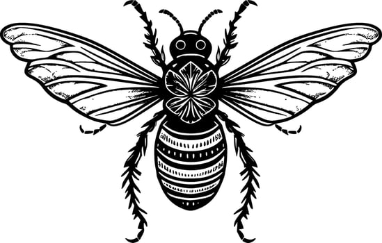 Bee - Black and White Isolated Icon - Vector illustration