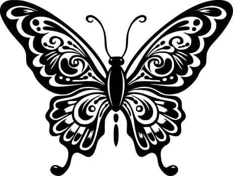 Butterfly, Black and White Vector illustration
