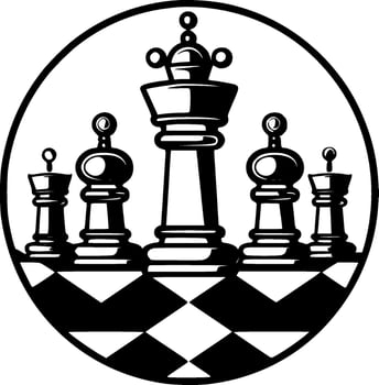 Chess - Black and White Isolated Icon - Vector illustration