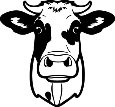 Cow - Black and White Isolated Icon - Vector illustration