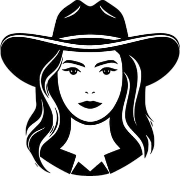 Cowgirl, Black and White Vector illustration