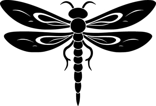 Dragonfly, Black and White Vector illustration