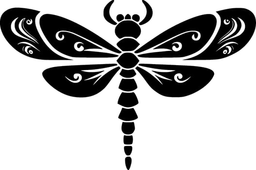 Dragonfly - Black and White Isolated Icon - Vector illustration