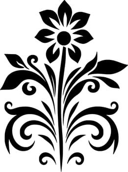 Flower, Black and White Vector illustration