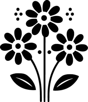 Flowers - Black and White Isolated Icon - Vector illustration