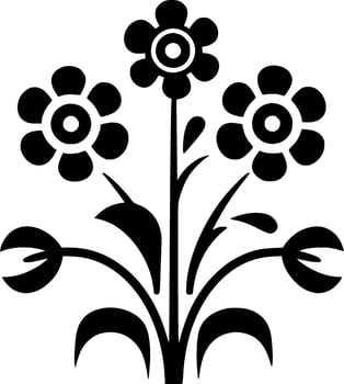 Flowers - Black and White Isolated Icon - Vector illustration