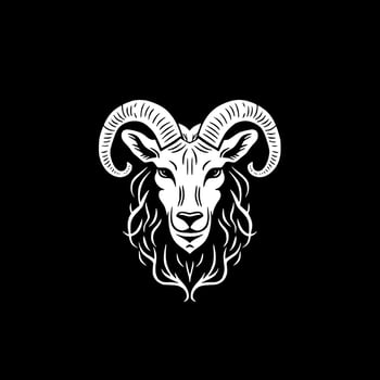 Goat, Black and White Vector illustration