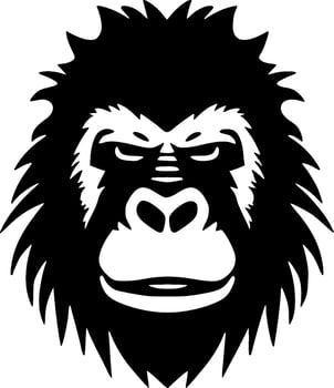 Gorilla, Black and White Vector illustration