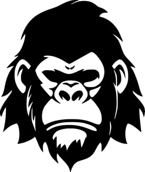 Gorilla - Black and White Isolated Icon - Vector illustration