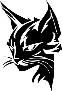 Wildcat, Black and White Vector illustration