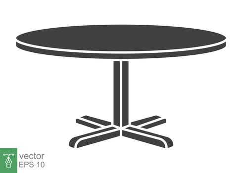 Circle table icon. Simple solid style. Round, pictogram, furniture, office, sign, conference, meeting, web, symbol, interior concept. Vector design illustration isolated on white background. EPS 10.