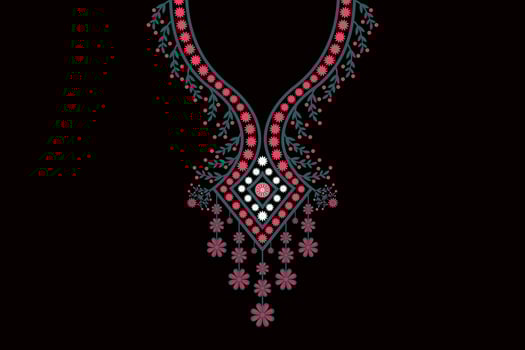Beautiful ethnic collar lace oriental pattern traditional on black background. Aztec style embroidery abstract vector illustration. Designs for fashion texture, fabric, fashion women, clothes