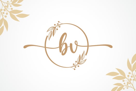 luxury signature initial bv logo design isolated leaf and flower vector