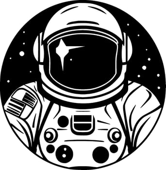 Astronaut - Black and White Isolated Icon - Vector illustration