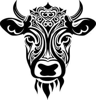 Cow - Black and White Isolated Icon - Vector illustration