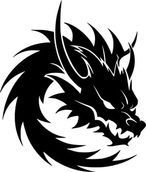 Dragon, Black and White Vector illustration