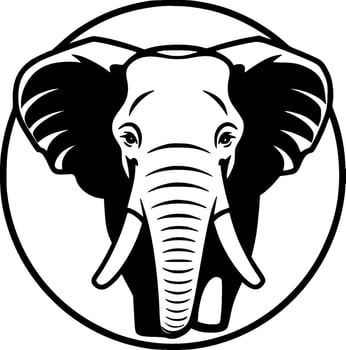 Elephant, Black and White Vector illustration