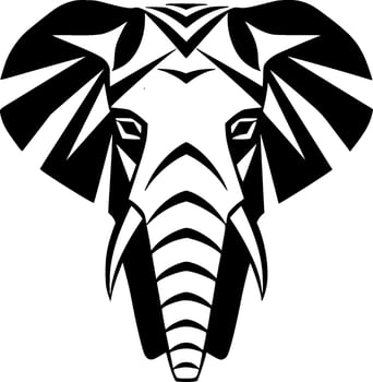 Elephant, Black and White Vector illustration