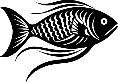 Fish - Black and White Isolated Icon - Vector illustration