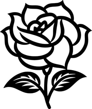 Flower - Black and White Isolated Icon - Vector illustration