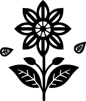 Flower, Black and White Vector illustration