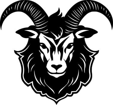 Goat, Black and White Vector illustration
