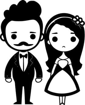 Wedding, Minimalist and Simple Silhouette - Vector illustration