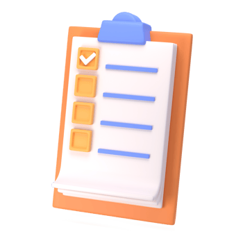 3d white clipboard icon task management todo check list on orange plane background. Work project plan concept, fast checklist, posting plan. isolated with transparent png