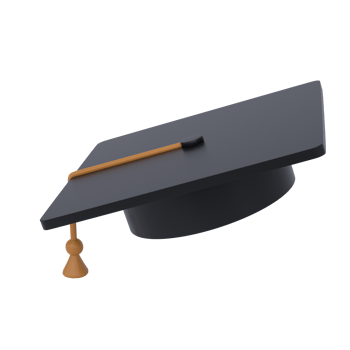 Graduation university or college black cap 3d icon education realistic illustration isolated with transparent png. Element for degree ceremony and educational programs design png