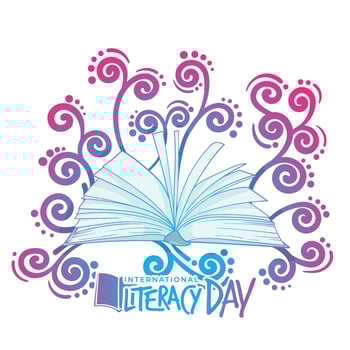 Open book with ornamental template design for world literacy day campaign vector
