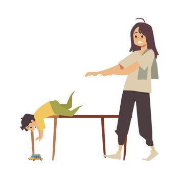 Woman cannot cope with raising a child, flat illustration isolated. png