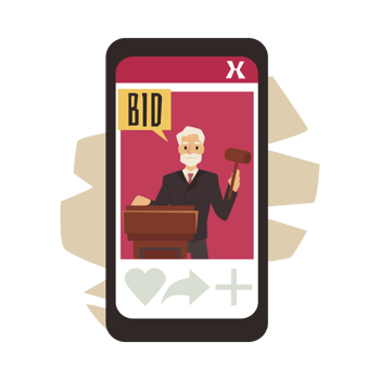 Onboarding mobile app page for online auction flat vector illustration. png