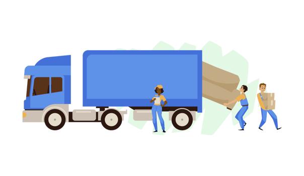 Moving company or services flat vector illustration isolated on white background. png