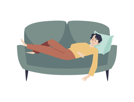 Man relax on sofa png
