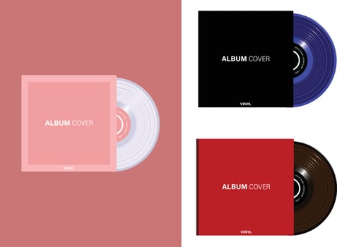 Collection of 3 vinyl cd labels, and design vector for music art and album Pro Vector