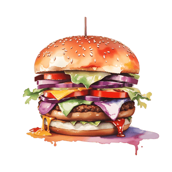 Watercolor Hamburger Burger png