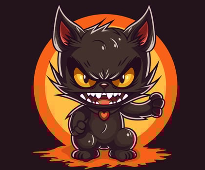 Illustration of a black cat Halloween concept vector
