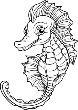 Hand drawn outline of a seahorse vector