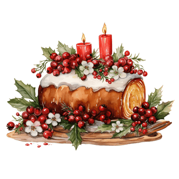 Watercolor Christmas dessert png